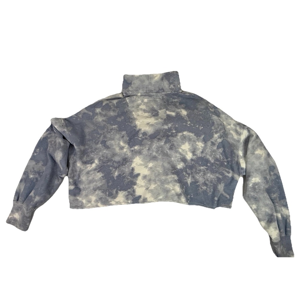 Hollister Blue Tie Dye Cropped Quarter Zip Sweatshirt S Pullover Cozy Y2K Casual - Picture 10 of 11